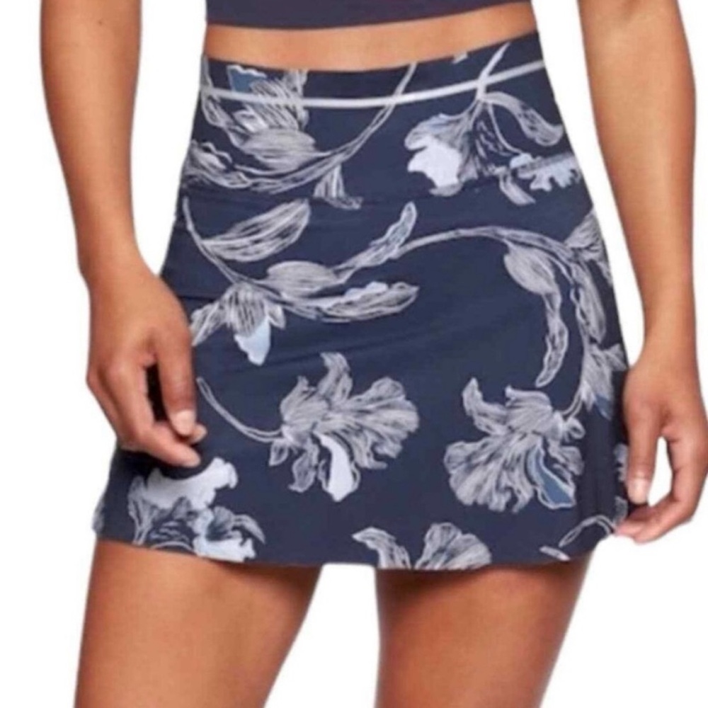 Athleta Floral Sonic Tennis Golf Skort Skirt Navy Blue, sz X-Small
